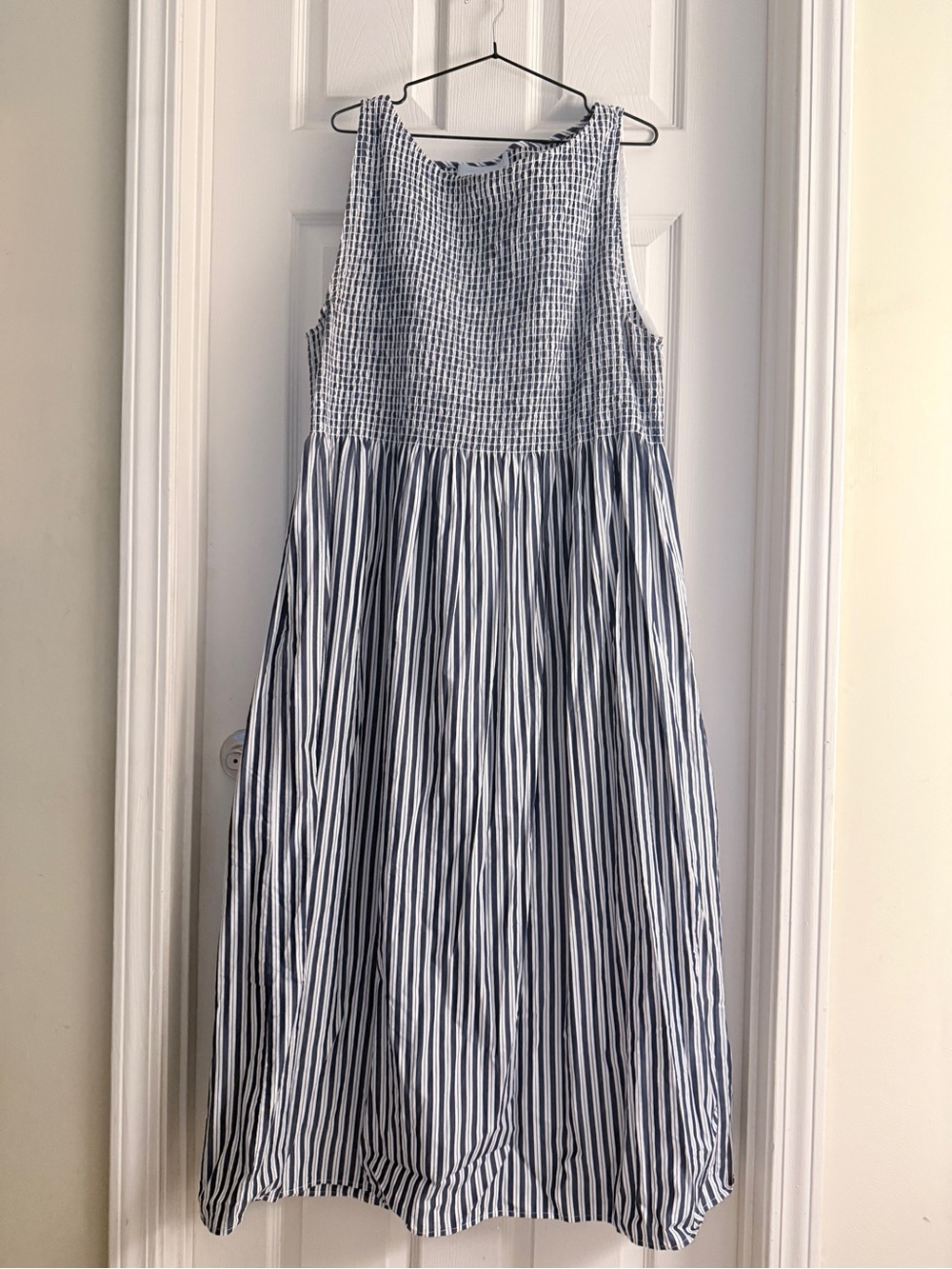 Hill House Navy & White Striped Smocked Maxi Dress - Picture 3 of 8